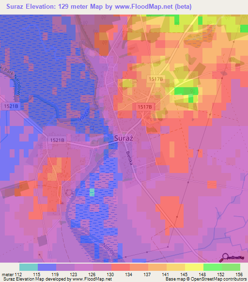 Suraz,Poland Elevation Map