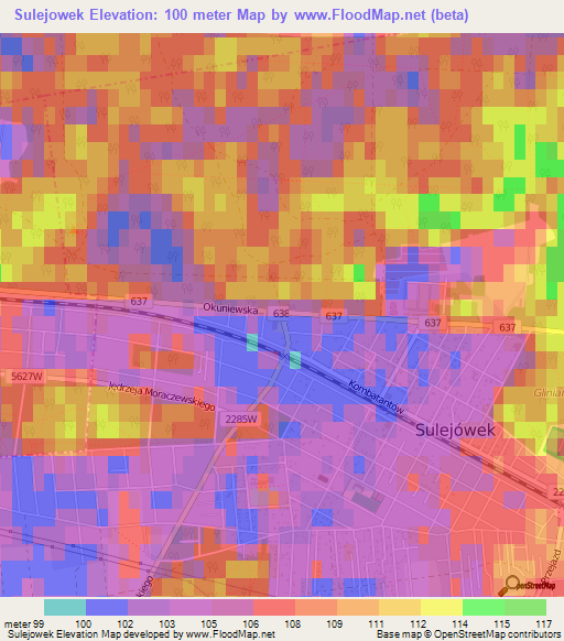 Sulejowek,Poland Elevation Map