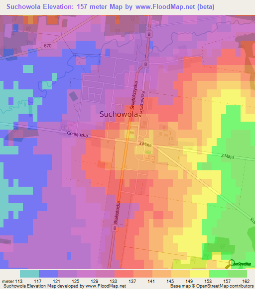 Suchowola,Poland Elevation Map