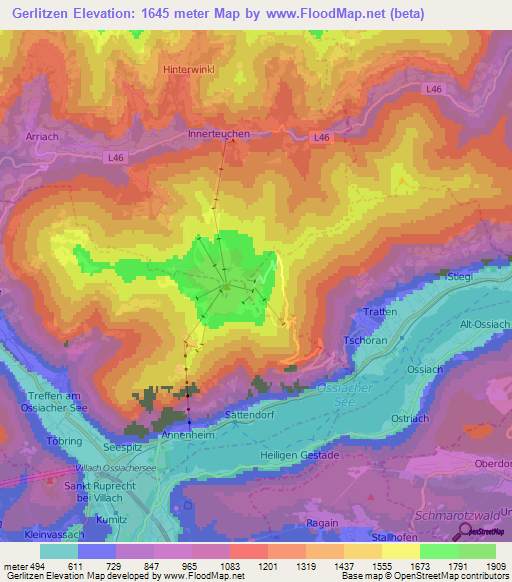 Gerlitzen,Austria Elevation Map