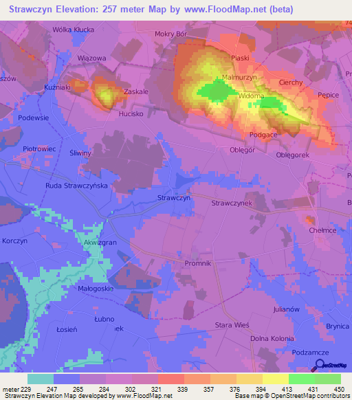 Strawczyn,Poland Elevation Map