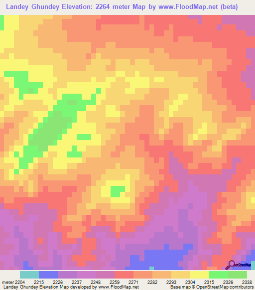 Landey Ghundey,Afghanistan Elevation Map