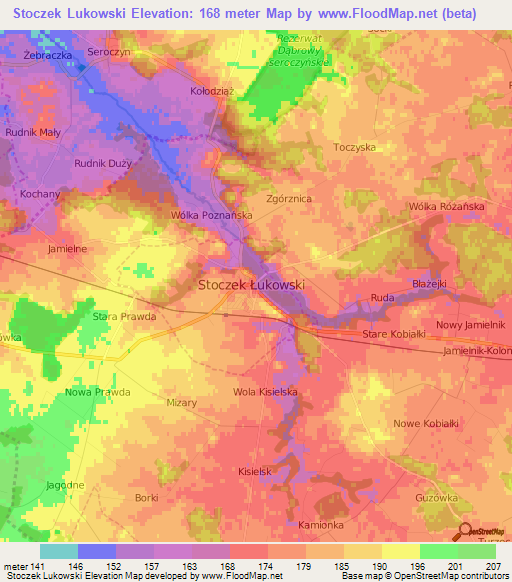 Stoczek Lukowski,Poland Elevation Map