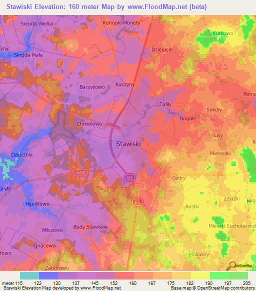 Stawiski,Poland Elevation Map