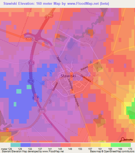Stawiski,Poland Elevation Map