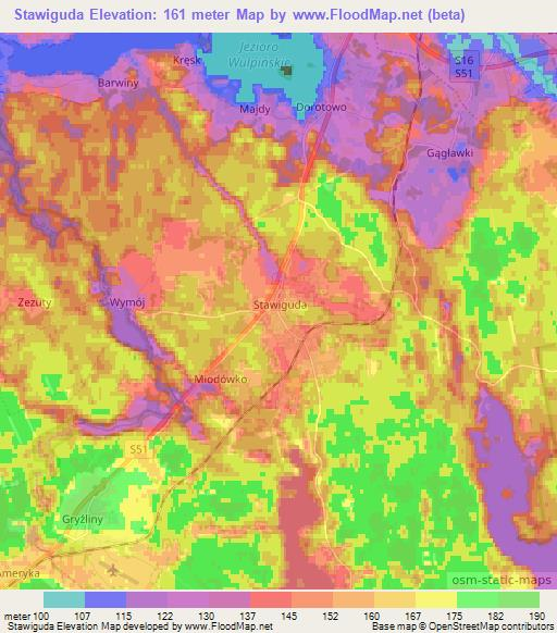 Stawiguda,Poland Elevation Map