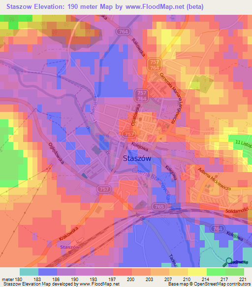 Staszow,Poland Elevation Map
