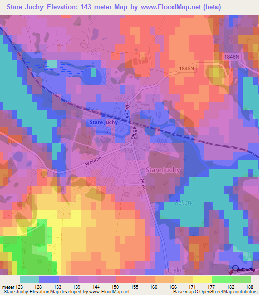 Stare Juchy,Poland Elevation Map