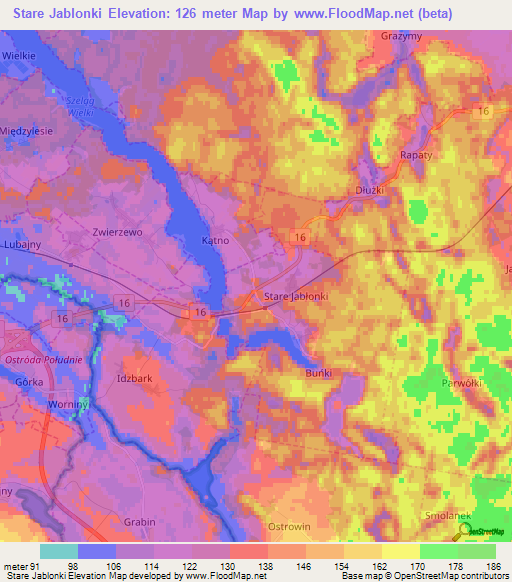 Stare Jablonki,Poland Elevation Map