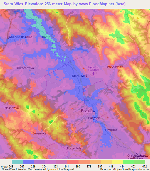 Stara Wies,Poland Elevation Map