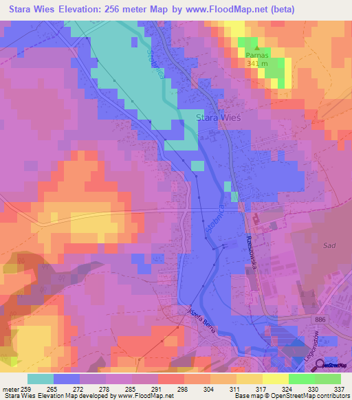 Stara Wies,Poland Elevation Map
