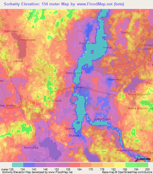 Sorkwity,Poland Elevation Map