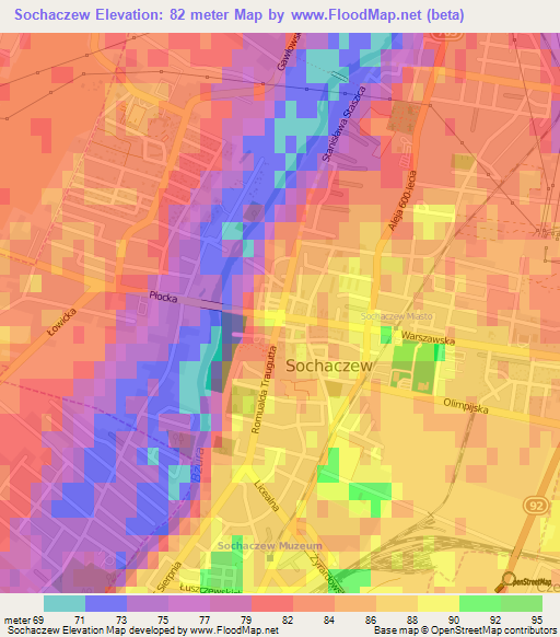 Sochaczew,Poland Elevation Map
