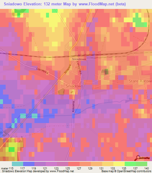 Sniadowo,Poland Elevation Map