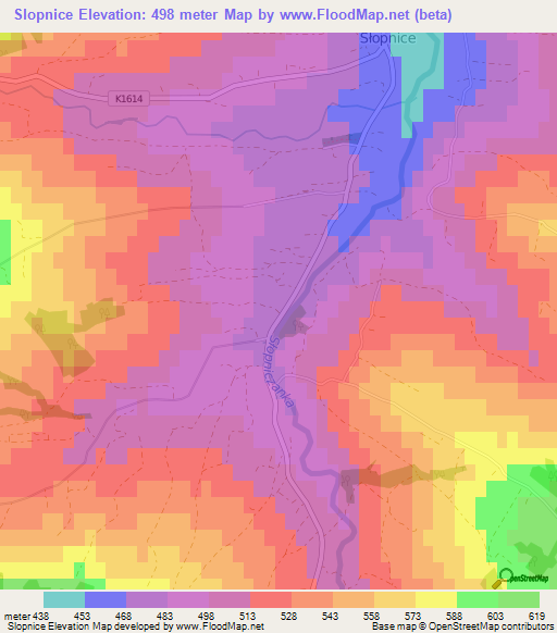 Slopnice,Poland Elevation Map