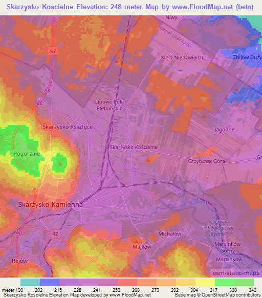 Skarzysko Koscielne,Poland Elevation Map