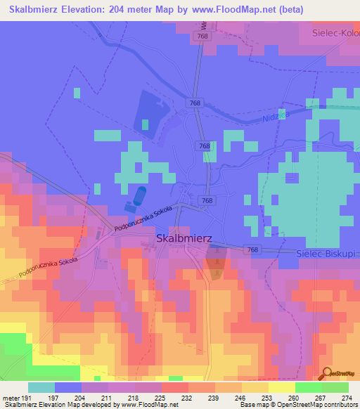 Skalbmierz,Poland Elevation Map