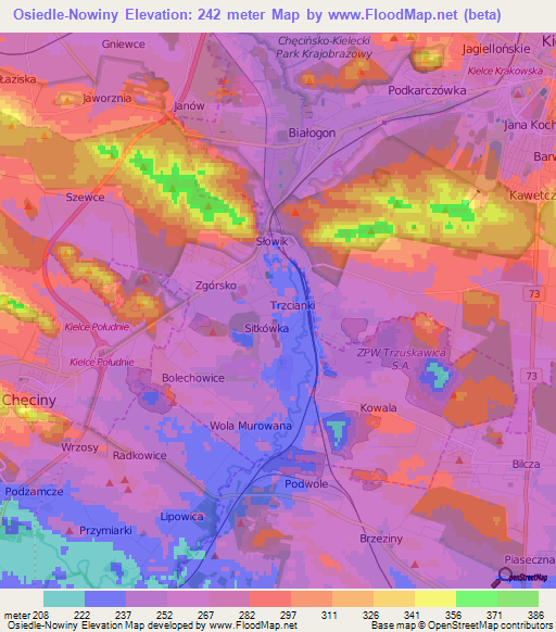 Osiedle-Nowiny,Poland Elevation Map