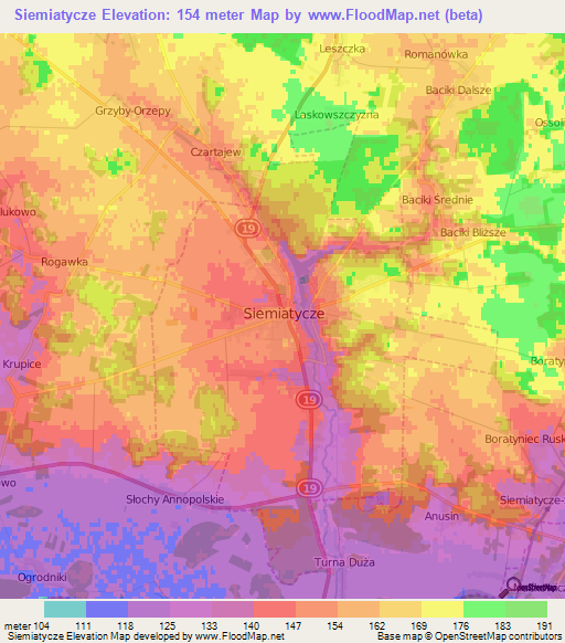 Siemiatycze,Poland Elevation Map