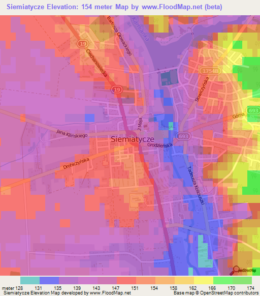 Siemiatycze,Poland Elevation Map