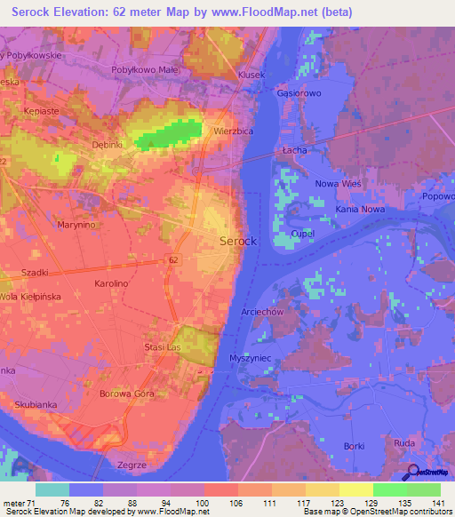 Serock,Poland Elevation Map