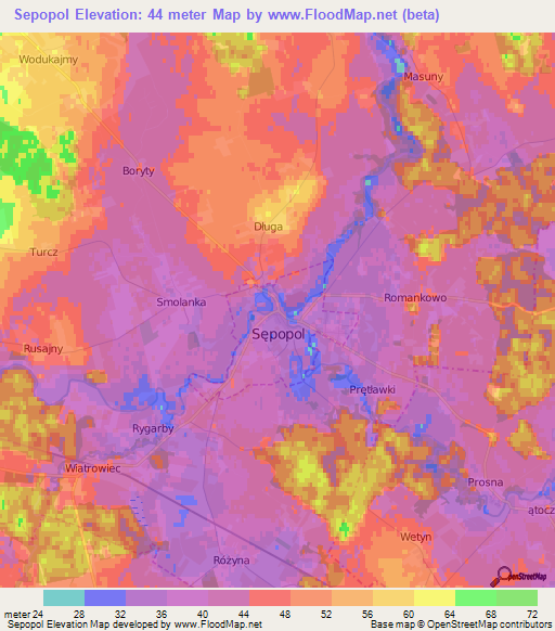 Sepopol,Poland Elevation Map