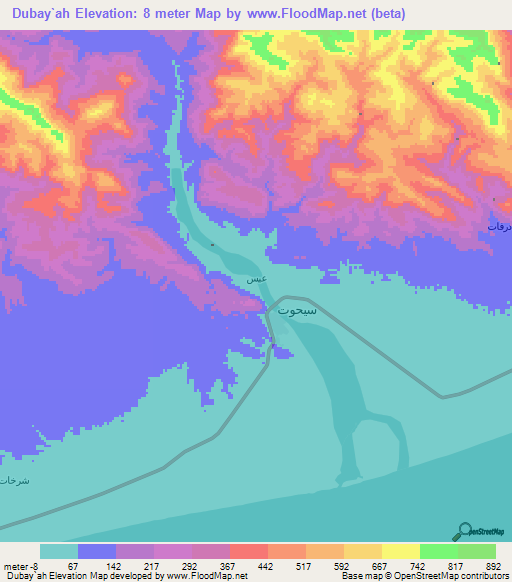 Dubay`ah,Yemen Elevation Map