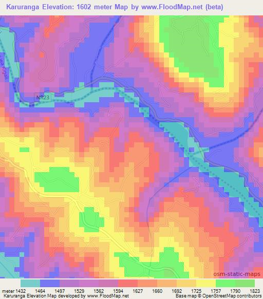 Karuranga,Rwanda Elevation Map