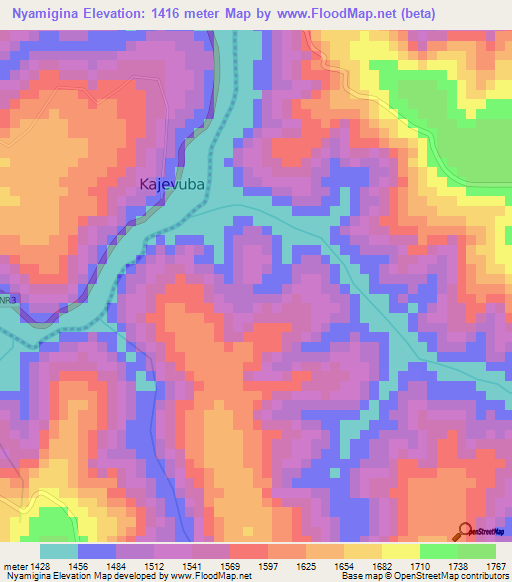 Nyamigina,Rwanda Elevation Map