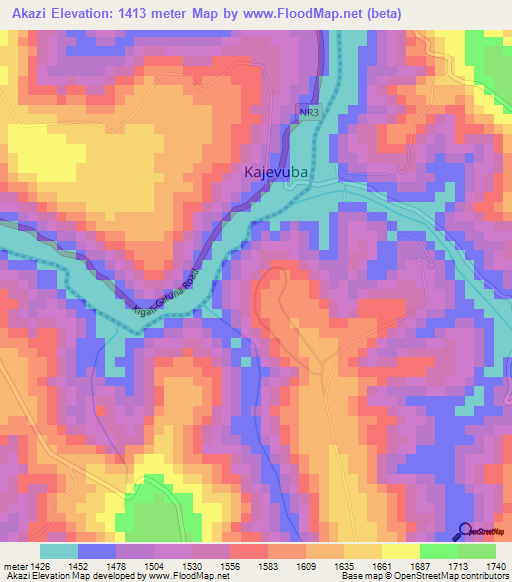 Akazi,Rwanda Elevation Map