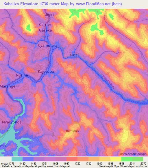 Kabaliza,Rwanda Elevation Map