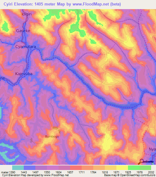 Cyiri,Rwanda Elevation Map