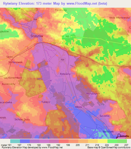 Rytwiany,Poland Elevation Map
