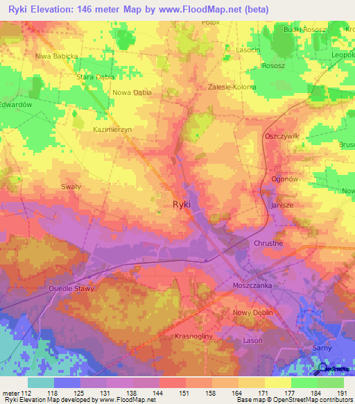 Ryki,Poland Elevation Map