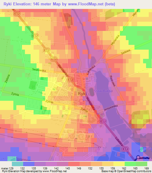 Ryki,Poland Elevation Map