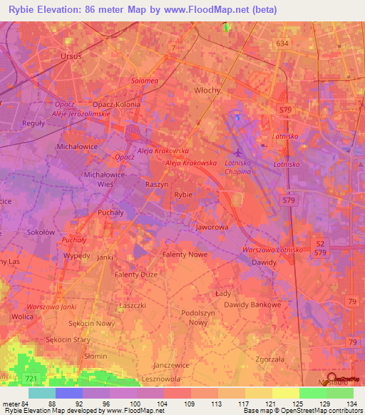 Rybie,Poland Elevation Map