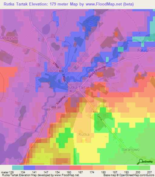 Rutka Tartak,Poland Elevation Map