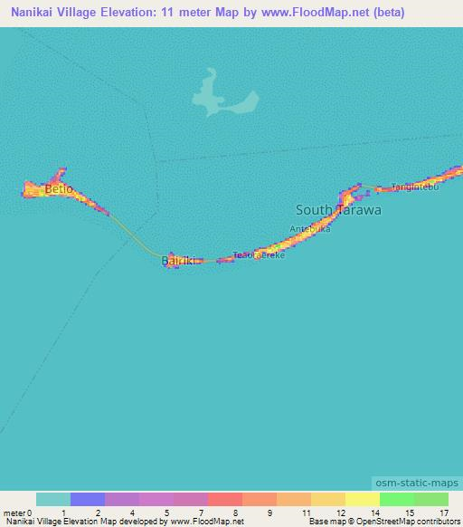 Nanikai Village,Kiribati Elevation Map