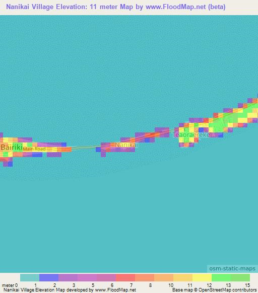 Nanikai Village,Kiribati Elevation Map