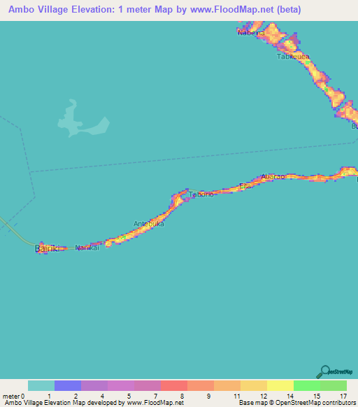 Ambo Village,Kiribati Elevation Map
