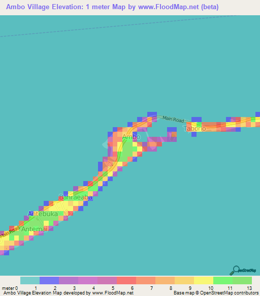 Ambo Village,Kiribati Elevation Map