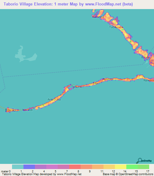Taborio Village,Kiribati Elevation Map