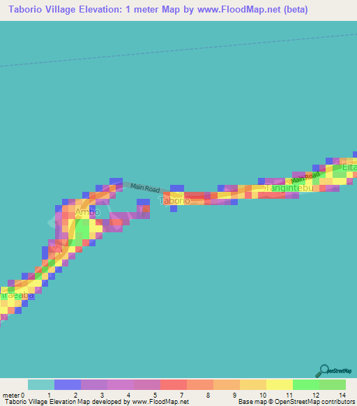 Taborio Village,Kiribati Elevation Map