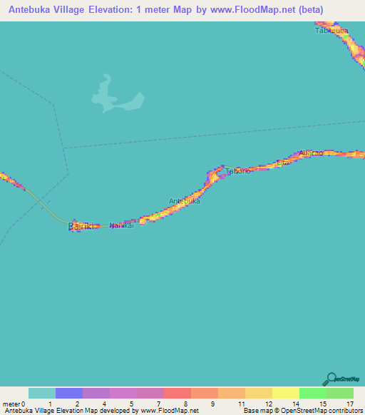 Antebuka Village,Kiribati Elevation Map