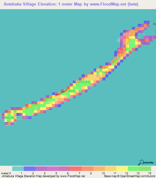 Antebuka Village,Kiribati Elevation Map