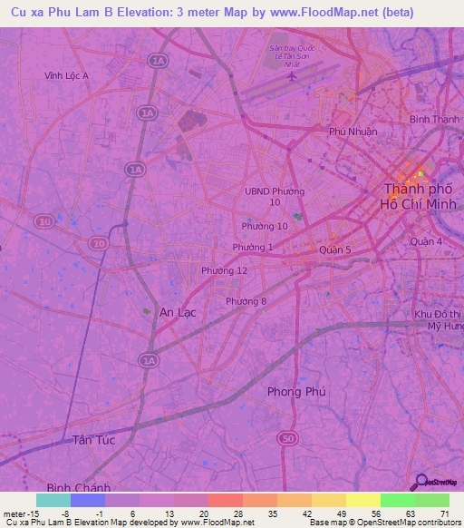 Cu xa Phu Lam B,Vietnam Elevation Map