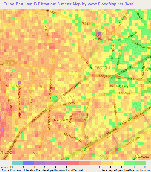 Cu xa Phu Lam B,Vietnam Elevation Map