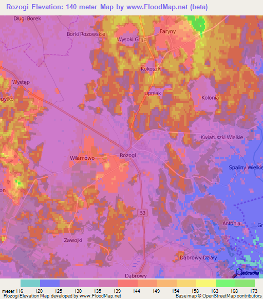 Rozogi,Poland Elevation Map