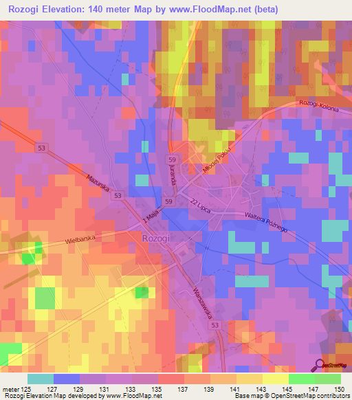 Rozogi,Poland Elevation Map