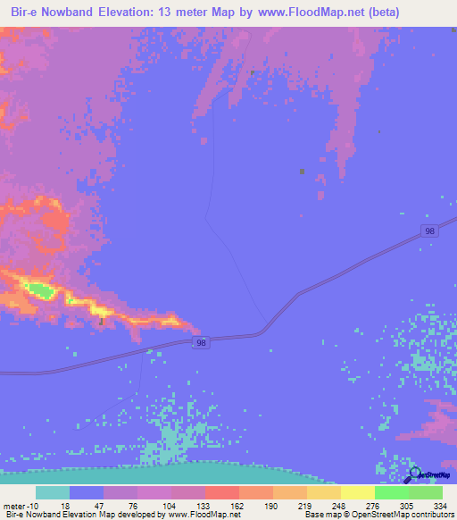 Bir-e Nowband,Iran Elevation Map